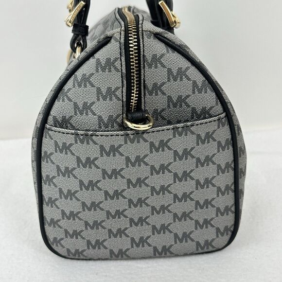 Michael Kors Grayson Large Satchel MK Signature Gray Black with Gold Hardware - Picture 5 of 15